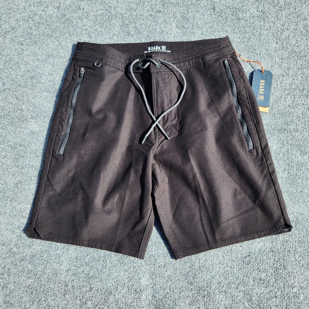 men's ROARK Layover 2.0 Shorts Black Hiking travel zip Pockets size‎ 28